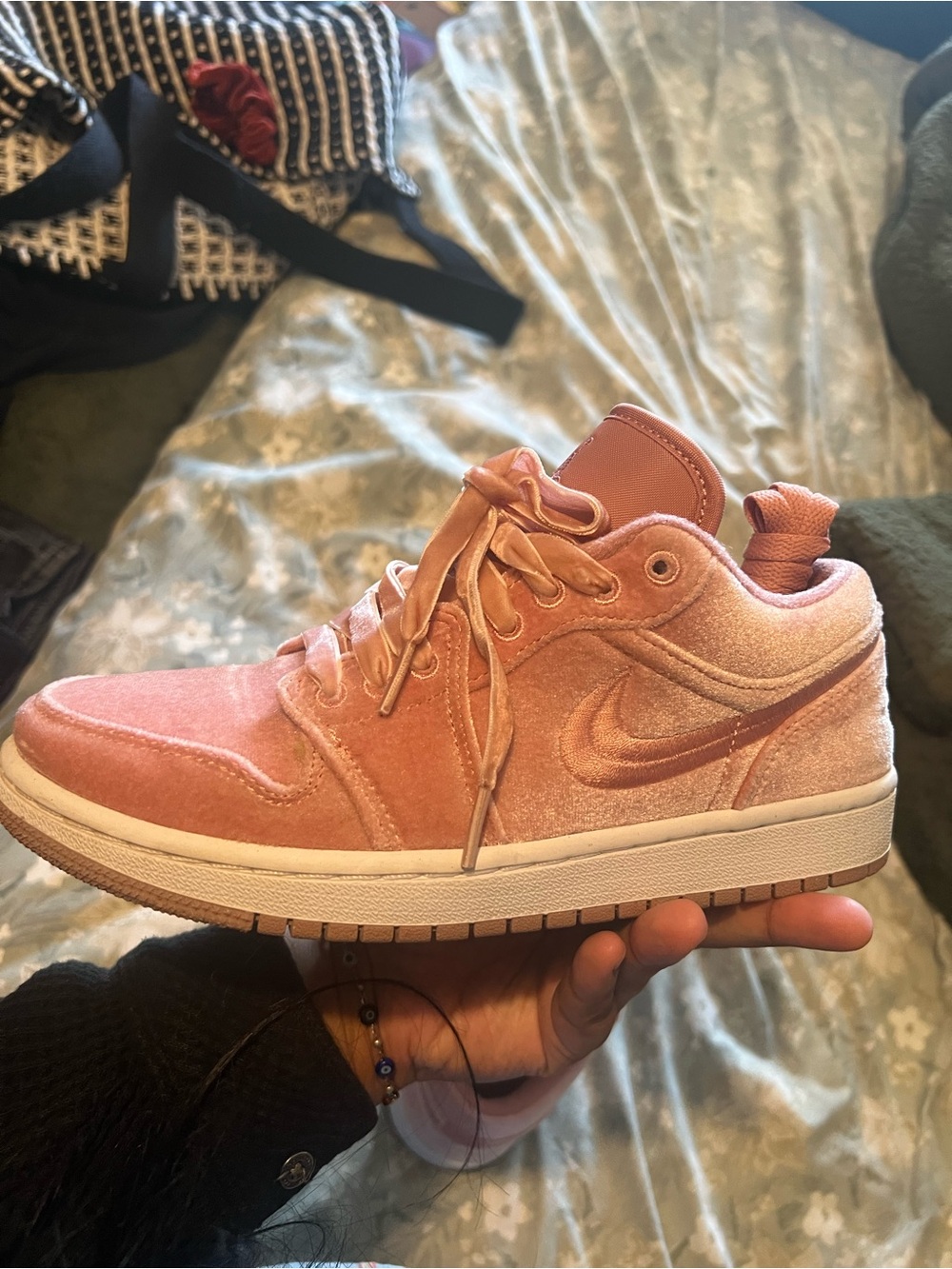 Air Jordan Women’s Pink Velvet Low-Top Sneakers Size 8